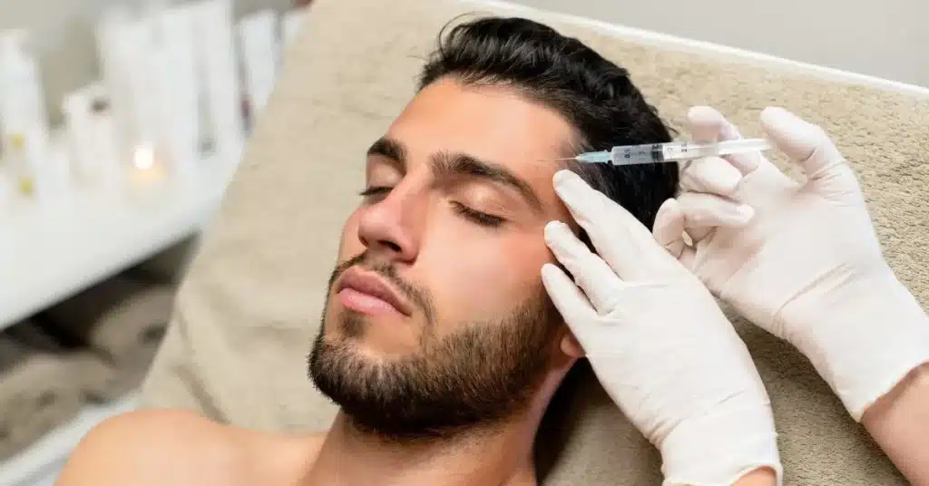 man-relaxed-receiving-botox-injection-for-wrinkles