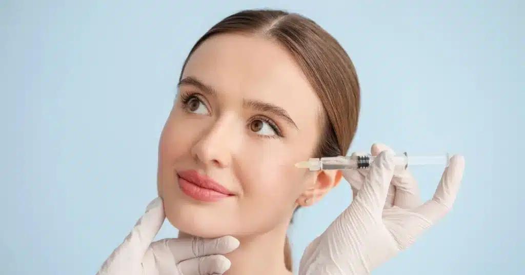 woman-receiving-dermal-filler-injection-for-lips-sculpted-contours-medspa