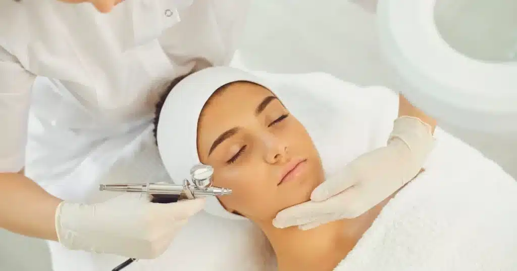 Morpheus8 treatment applied to the jawline area for tightening and lifting.