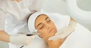 Morpheus8 treatment applied to the jawline area for tightening and lifting.